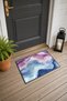 Purple and Blue Watercolor Zigzag Patterned Doormat, 40x60 cm, with Non-Slip Sole, Decorative