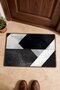 Black and White Leather Doormat with Cross-Stripe Pattern, 40x60 cm, Non-Slip Sole, Decorative - 4