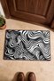 907 Black-and-White Wavy Pattern Doormat, 40x60 cm, with Non-Slip Sole, Decorative - 4
