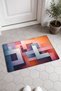 Pink and Blue Abstract Patterned 919 Doormat, 40x60 cm, Non-Slip Sole, Decorative - 2