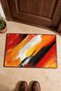 Red-Orange "Fire Brush" Patterned Doormat, 40x60 cm, with Non-Slip Sole, Decorative - 4