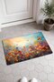 Orange and Purple Flower Field Floral Print Doormat, 40x60 cm, with Non-Slip Sole, Decorative - 2