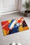 Red, Navy Blue, and Yellow Brushstroke-Patterned Doormat, 40x60 cm, with Non-Slip Sole, Decorative - 2
