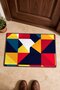 Red, Yellow, and Navy Blue Triangle Geometric Patterned Doormat, 40x60 cm, Non-Slip Sole, Decorative - 4