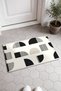 Cream and Black Half-Circle Door Mat with Minimal Patterned Design, 40x60 cm, Non-Slip Sole, Decorative - 2