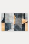 Gray, Black, and Orange Grunge-Style Geometric Patterned Doormat, 40x60 cm, with Non-Slip Sole, Decorative - 5