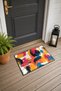 Colorful Brushstroke Abstract Patterned Doormat, 40x60 cm, with Non-Slip Sole, Decorative