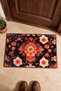 Black and Orange Mandala Floral Print Doormat, 40x60 cm, with Non-Slip Sole, Decorative - 4