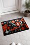 Red and Blue Abstract Patterned Doormat, 40x60 cm, with Non-Slip Sole, Decorative - 4