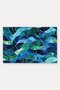 Blue and Green Stained-Glass Wave Mosaic Patterned Doormat, 40x60 cm, with Non-Slip Sole, Decorative - 5