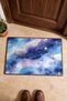 Navy Blue and Lilac Galaxy-Patterned Doormat with Stars, 40x60 cm, Non-Slip Sole, Decorative - 4