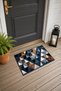Blue Copper Geometric Patterned Doormat, 40x60 cm, with Non-Slip Sole, Decorative