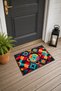 Red and Turquoise Symmetrical Geometric Turkish Rug-Patterned Doormat, 40x60 cm, with Non-Slip Sole - 3