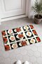 Black Terracotta Color Tile with African Floral Print Doormat, 40x60 cm, Non-Slip Sole, Decorative - 2