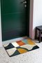 Navy and Mustard Modern Curved Block-Patterned Doormat, 40x60 cm, with Non-Slip Sole, Decorative - 3
