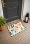 Cream-Orange Tulip Garden Patterned Doormat, 40x60 cm, with Non-Slip Sole, Decorative