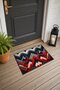 Red and Navy Zigzag-Patterned Doormat, 40x60 cm, with Non-Slip Sole, Decorative