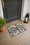 Black Cream African Diamond-Striped Pattern Doormat, 40x60 cm, with Non-Slip Sole, Decorative