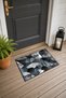 Gray and Black Crystal Stone Patterned Woven Doormat, 40x60 cm, with Non-Slip Sole, Decorative
