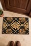 Black and Beige Damask Floral Print Checked Doormat, 40x60 cm, with Non-Slip Sole, Decorative - 4