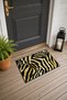 Black and Gold Glittery Zebra-Print Doormat, 40x60 cm, with Non-Slip Sole, Decorative
