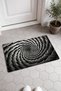 Black and White Spiral-Patterned 933 Doormat, 40x60 cm, with Non-Slip Sole, Decorative - 2