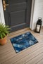 Navy Blue Snake Skin Patterned Woven Doormat, 40x60 cm, with Non-Slip Sole, Decorative