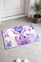 White Lilac Watercolor Symmetrical Floral Print Doormat, 40x60 cm, Non-Slip Sole, Decorative - 2
