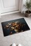 573 Orange Butterfly Garden Patterned Doormat, 40x60 cm, with Non-Slip Sole, Decorative - 2