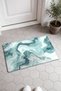 White Petroleum Marble Patterned Doormat, 40x60 cm, with Non-Slip Sole, Decorative - 2