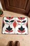 Cream, Red, and Navy Blue Retro Patterned Doormat, 40x60 cm, with Non-Slip Sole, Decorative - 4