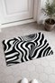 Black and White 3D Zebra Wave Pattern Doormat, 40x60 cm, Non-Slip Sole, Decorative - 2