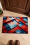Red and Blue Geometric Patterned 935 Doormat, 40x60 cm, Non-Slip Sole, Decorative - 4