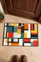 Orange and Navy Blue Retro Patterned Square Block Doormat, 40x60 cm, with Non-Slip Sole, Decorative - 4