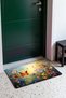 663 Orange and Blue Butterfly-Patterned Doormat, 40x60 cm, with Non-Slip Sole, Decorative - 3