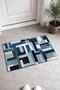 Navy Blue and Gray Labyrinth Block-Patterned Doormat, 40x60 cm, with Non-Slip Sole, Decorative - 2
