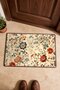 Vintage Flowers on a Cream Background: Turkish Rug-Patterned Doormat, 40x60 cm, with Non-Slip Sole