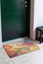 Beige and Blue Curly Swirl Pattern Door Mat, 40x60 cm, Non-Slip Sole, Decorative - 3