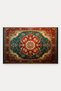 Green and Burgundy Classic Medallion Turkish Rug-Patterned Doormat, 40x60 cm, with Non-Slip Sole - 5