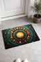 959 Blue and Orange Circle-Patterned Doormat, 40x60 cm, with Non-Slip Sole, Decorative - 2