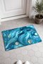 Turquoise Fluid Seashell-Patterned Doormat, 40x60 cm, with Non-Slip Sole, Decorative - 2