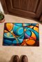 953 Orange and Blue Wavy Pattern Doormat, 40x60 cm, with Non-Slip Sole, Decorative - 4