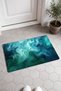 Emerald Turquoise Fluid Swirl Pattern Door Mat, 40x60 cm, Non-Slip Sole, Decorative - 2