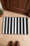 Black and White Vertical Striped Pattern Doormat, 40x60 cm, with Non-Slip Sole, Decorative - 4
