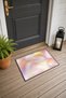Pastel Pink Holographic Wave-Patterned Doormat, 40x60 cm, with Non-Slip Sole, Decorative