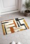 Cream-Colored Coffee-Geometric Patterned Door Mat, 40x60 cm, with Non-Slip Sole, Decorative - 2
