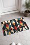 Red and Blue Geometric Patterned 738 Doormat, 40x60 cm, Non-Slip Sole, Decorative - 2