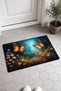 688 Orange Butterfly Garden Patterned Doormat, 40x60 cm, with Non-Slip Sole, Decorative - 2