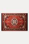 Red and Blue Flower Motif Turkish Rug-Patterned 777 Doormat, 40x60 cm, with Non-Slip Sole - 5