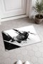 Black and White Door Mat with Sharp Brushstroke Pattern, 40x60 cm, Non-Slip Sole, Decorative - 2